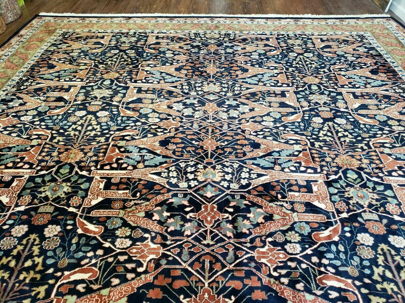 12' X 15' Vintage Finely Woven Handmade Indian Allover Design Wool Rug Palace size Nice - Jewel Rugs