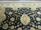 6' X 9' Handmade India Jaipur Floral Oriental Wool Rug Veg Dyes Black # M703 - Jewel Rugs