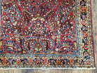 Antique Persian Sarouk Rug, Red, Allover Floral Pattern, Hand-Knotted, Wool, 3'4" x 4'10" - Jewel Rugs