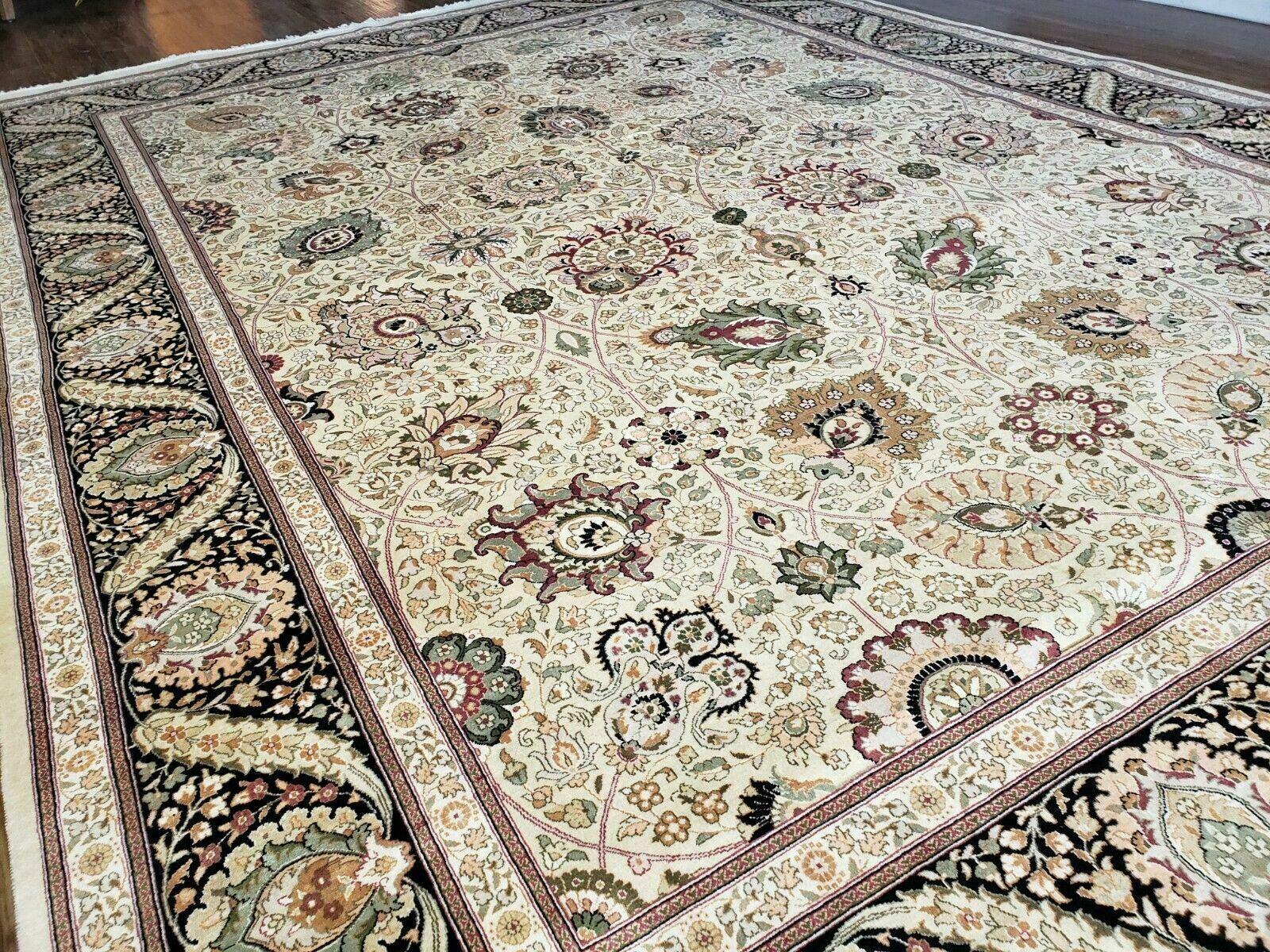 9' X 12' Vintage Handmade Chinese Oriental Wool Beige Rug - Jewel Rugs