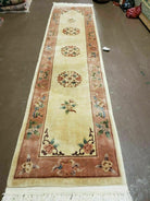 2' 7" X 12' Handmade Chinese Art Deco Nichols 90 Lines Wool Rug Runner Beige - Jewel Rugs