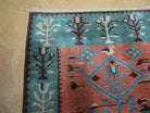 3' X 5' 7" Vintage Handmade Art Deco Chinese Wool Rug Nice Teal Salmon Nice - Jewel Rugs