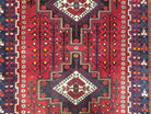 Antique Persian Shiraz Tribal Rug, Afshar Design, Double Medallion, Hand-Knotted, Red and Navy Blue, Wool, 5' 1" x 6' 8" - Jewel Rugs