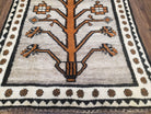 Unique Vintage Gabbeh Tree of Life Rug, Gray, Hand-Knotted, 4'3" x 7' 4" - Jewel Rugs