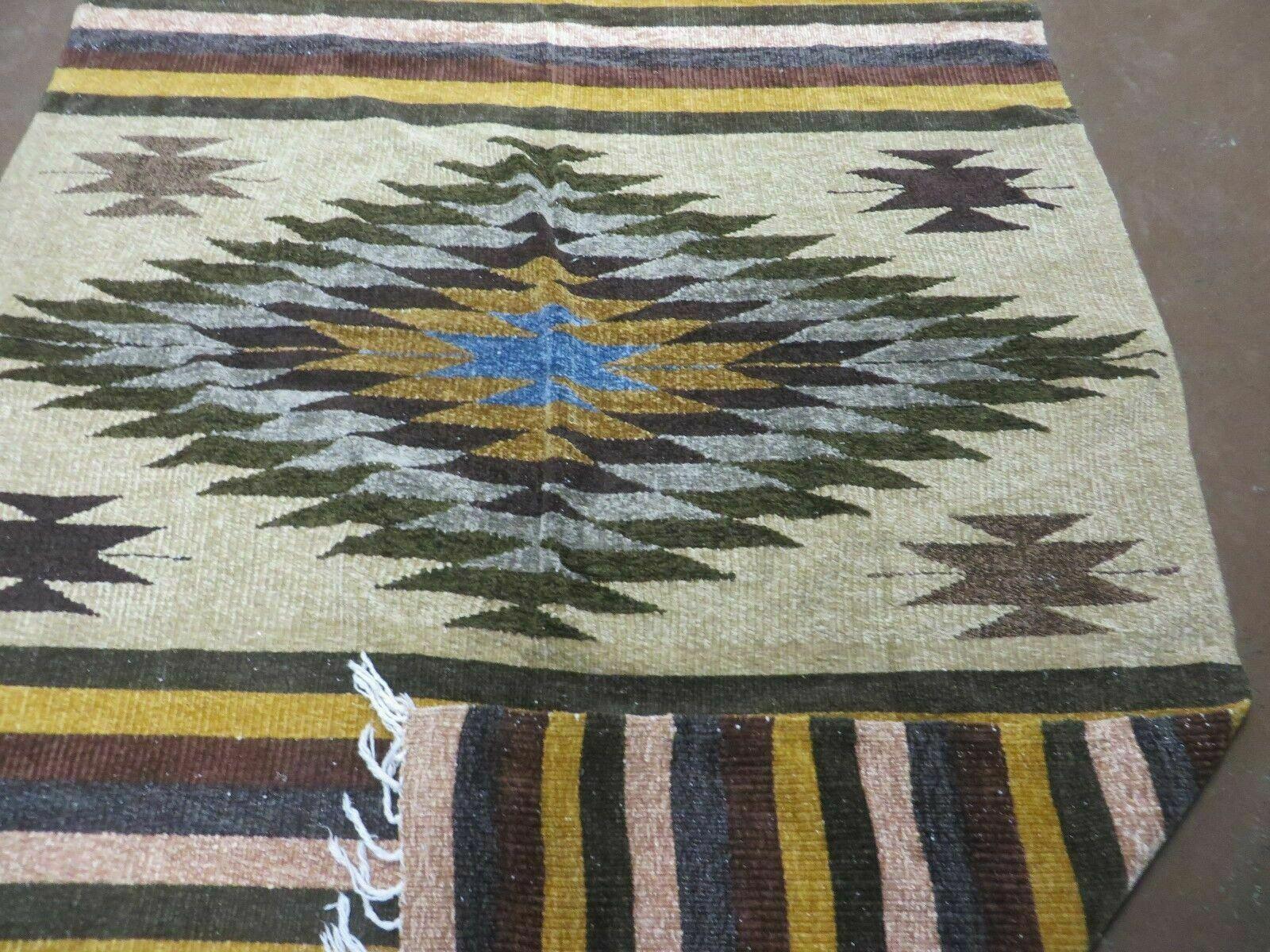 4' X 7' Vintage Handmade Latin American Mexican Wool Blanket Kilim Rug Nice # C - Jewel Rugs