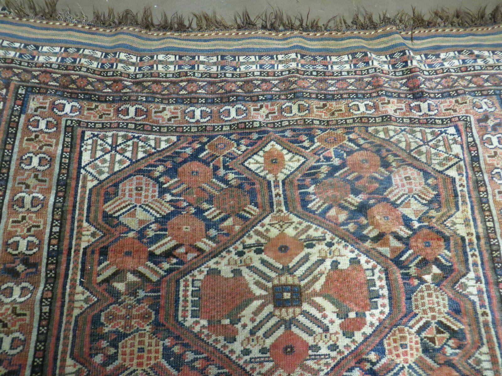 4' X 6' Antique Handmade Caucasian Geometric Tribal Oriental Wool Rug Nice - Jewel Rugs