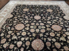 8' 5" X 11' 6" Vintage Handmade Oriental Floral Wool Rug Silk Accent Black Nice - Jewel Rugs