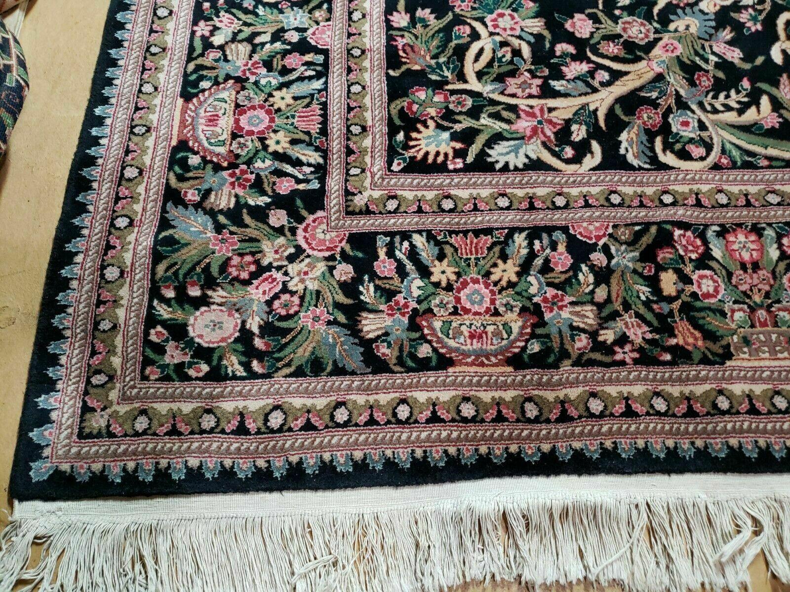 8' X 10' Vintage Handmade Chinese Floral Oriental Wool Rug Carpet Flowers Green - Jewel Rugs