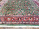 9' X 12' Handmade Oriental Floral Allover Afshan Wool Rug Hand Knotted Green Red - Jewel Rugs