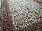 8' X 11' Vintage Fine Handmade Indian Agra Wool Rug Ivory/ Beige Organic Dyes - Jewel Rugs