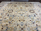 Beautiful Oversized Indian Oriental Rug 12x17 Palace Sized Handmade Wool Carpet, Indo Mahal Oushak, Indo Persian Rug, Oatmeal Light Blue Tan - Jewel Rugs