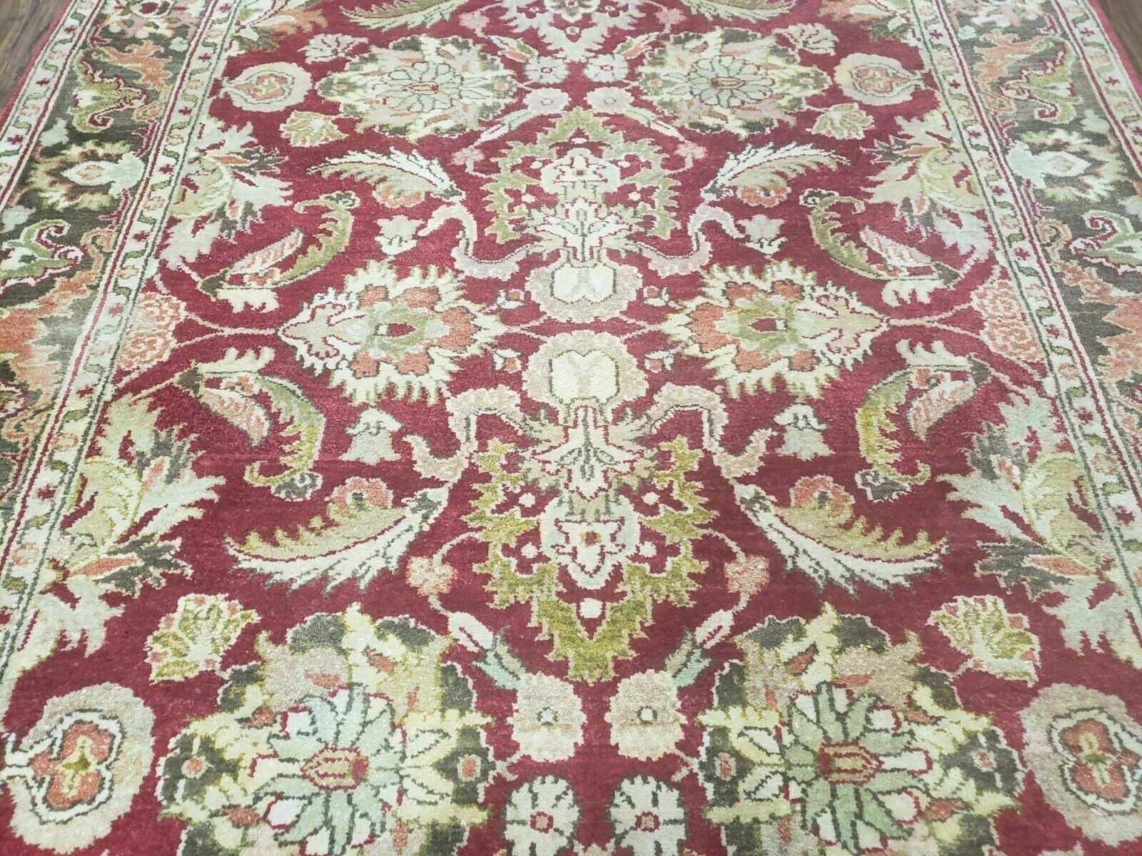 6' X 9' Hand Knotted Indian Sultanabad Agra Wool Rug Vegetable Dyes Handmade - Jewel Rugs