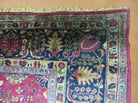 9' X 12 Antique 1920s Handmade Agra Indo Rug Beautiful Wine Red Vegetable Dye - Jewel Rugs