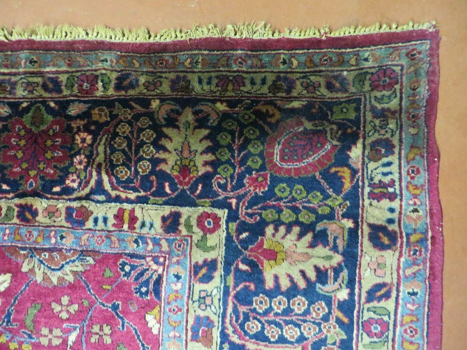 9' X 12 Antique 1920s Handmade Agra Indo Rug Beautiful Wine Red Vegetable Dye - Jewel Rugs