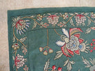 7' X 10' Vintage Handmade Indian Embroidery Hand Stitched Green Rug Wool - Jewel Rugs