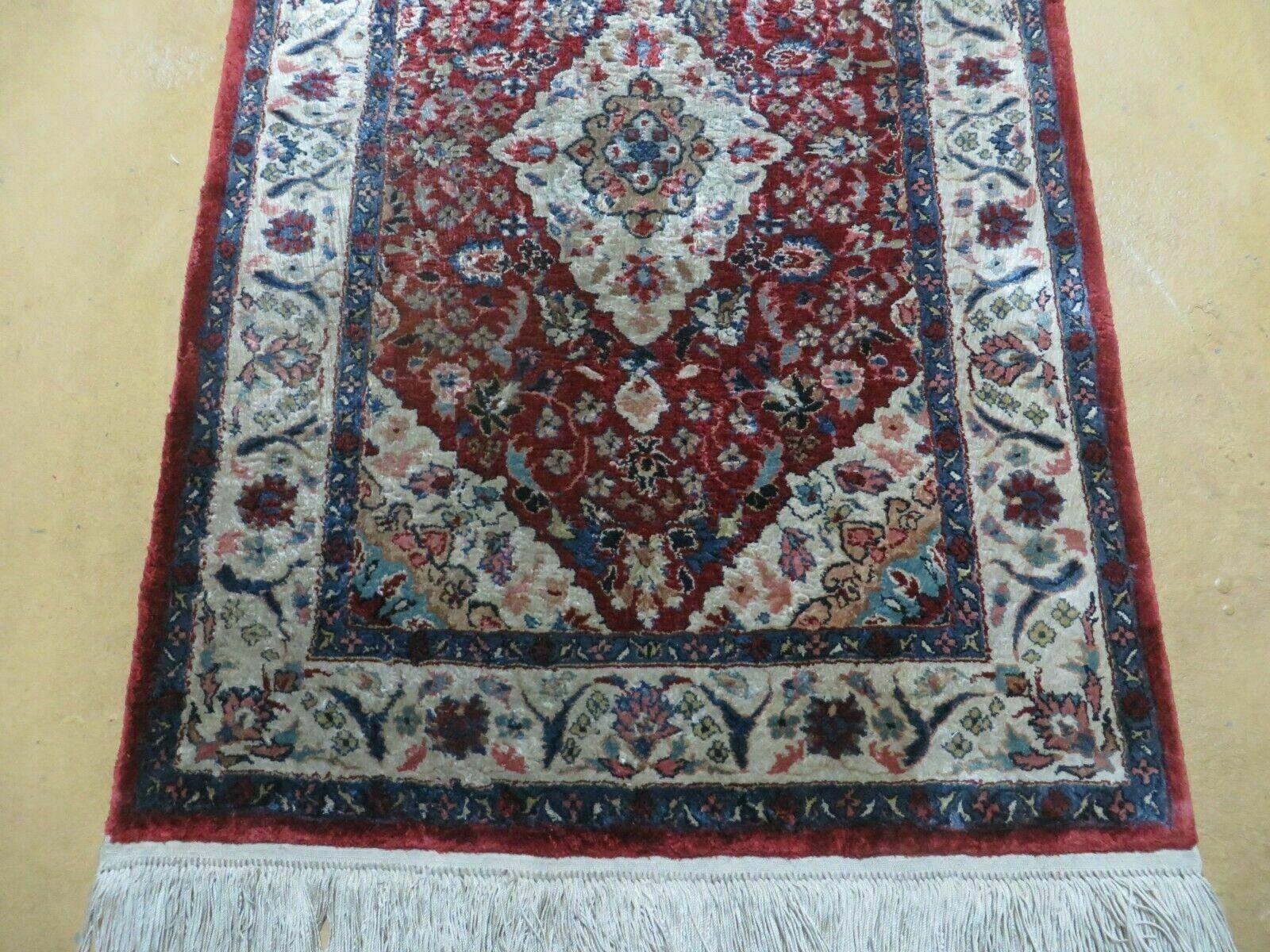 2' X 3' Handmade Chinese Floral Oriental Silk Rug Carpet Nice Red - Jewel Rugs