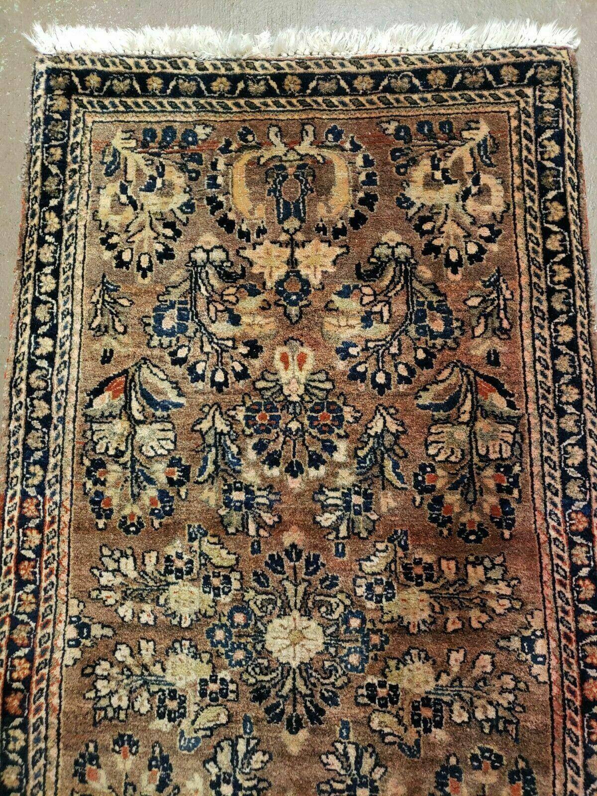 2' X 4' Antique Handmade Sarouk Floral Wool Rug Blue Organic Vegetable Dye Nice - Jewel Rugs