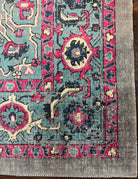 Safavieh Artison Rug 9x12, Turkish Power Loomed Carpet 9 x 12 ft, Antique Heriz Look, Light Gray Light Blue Hot Pink, Medallion Rug - Jewel Rugs