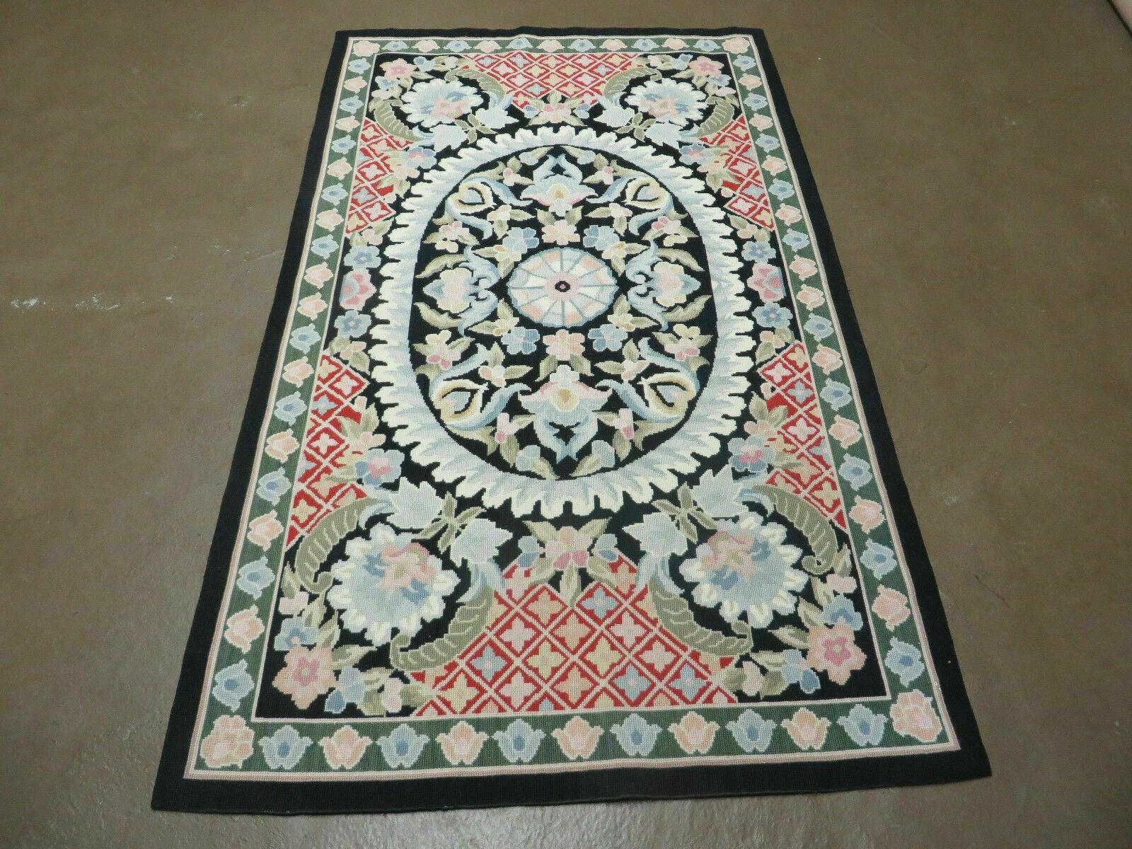 3' X 5' Handmade Savonnerie Aubusson Needlepoint Wool Rug Flat Weave Nice - Jewel Rugs