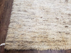 Vintage German Shag Rug 6.8 x 9, Wool Rya Style, Modern Shag Rug Ivory, 6x9 - 7x9 Living Room Carpet, Soft High Pile - Jewel Rugs