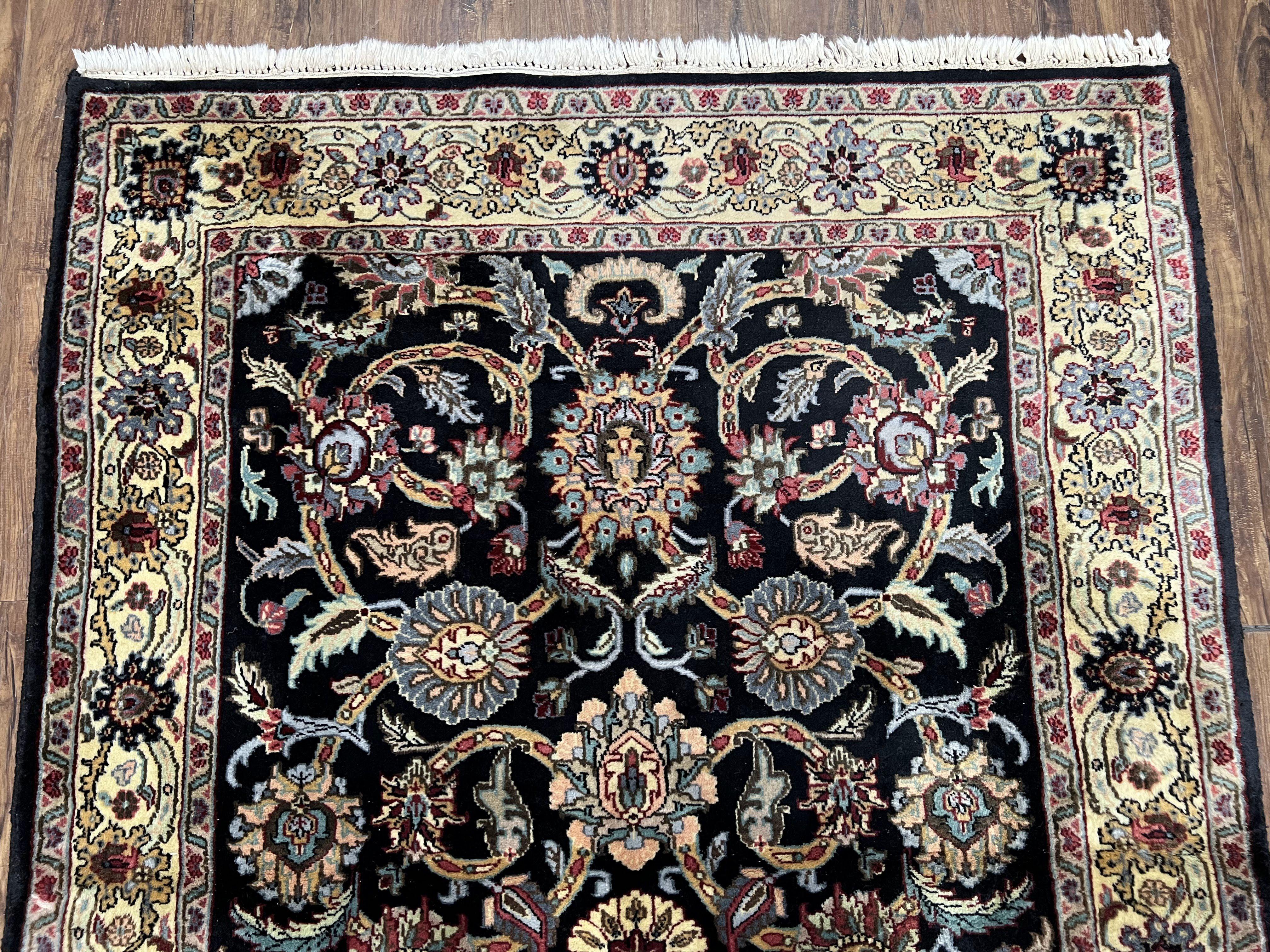 Indo Persian Rug 4x6, Wool Oriental Carpet, Allover Floral Pattern, Shah Abbas Flowers, Handmade Vintage Rug 4 x 6, Indian Rug, Bedroom Rug - Jewel Rugs