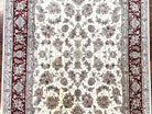 Pak Persian Rug 6x9, Floral Allover Carpet 6 x 9 ft, Cream and Maroon Hand Knotted Wool and Silk Fine Oriental Rug, Traditional Vintage Rug - Jewel Rugs