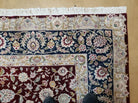 8' X 10' Vintage Handmade Oriental Floral Wool & Silk Rug Afshan Red Blue Nice - Jewel Rugs