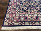 Turkish Rug 9x12 Oriental Carpet 9 x 12 Persian Design Rug, Mina Khani, Dark Blue Purple/Red, Allover Repeated Floral, Vintage Handmade Wool - Jewel Rugs