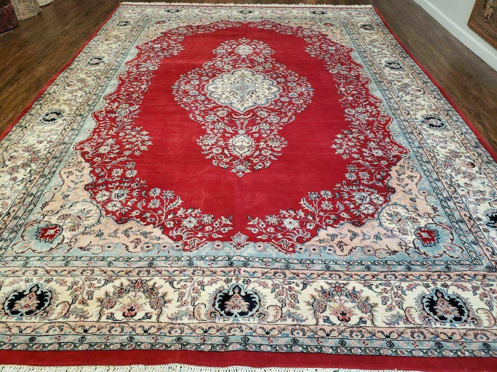 9' X 12' Vintage Handmade India Medallion Wool Rug Vegetable Dyes Nice Red - Jewel Rugs