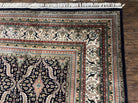 Palace Sized Indian Oriental Rug 12 x 22 ft, Large Oversized Hand Knotted Wool Carpet, Navy Blue Cream Tan, Overall Floral Bidjar Pattern - Jewel Rugs