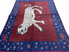 5 X 7 Handmade Zagros Wool Rug Snow White Panther Maroon Blue Organic Dyes - Jewel Rugs