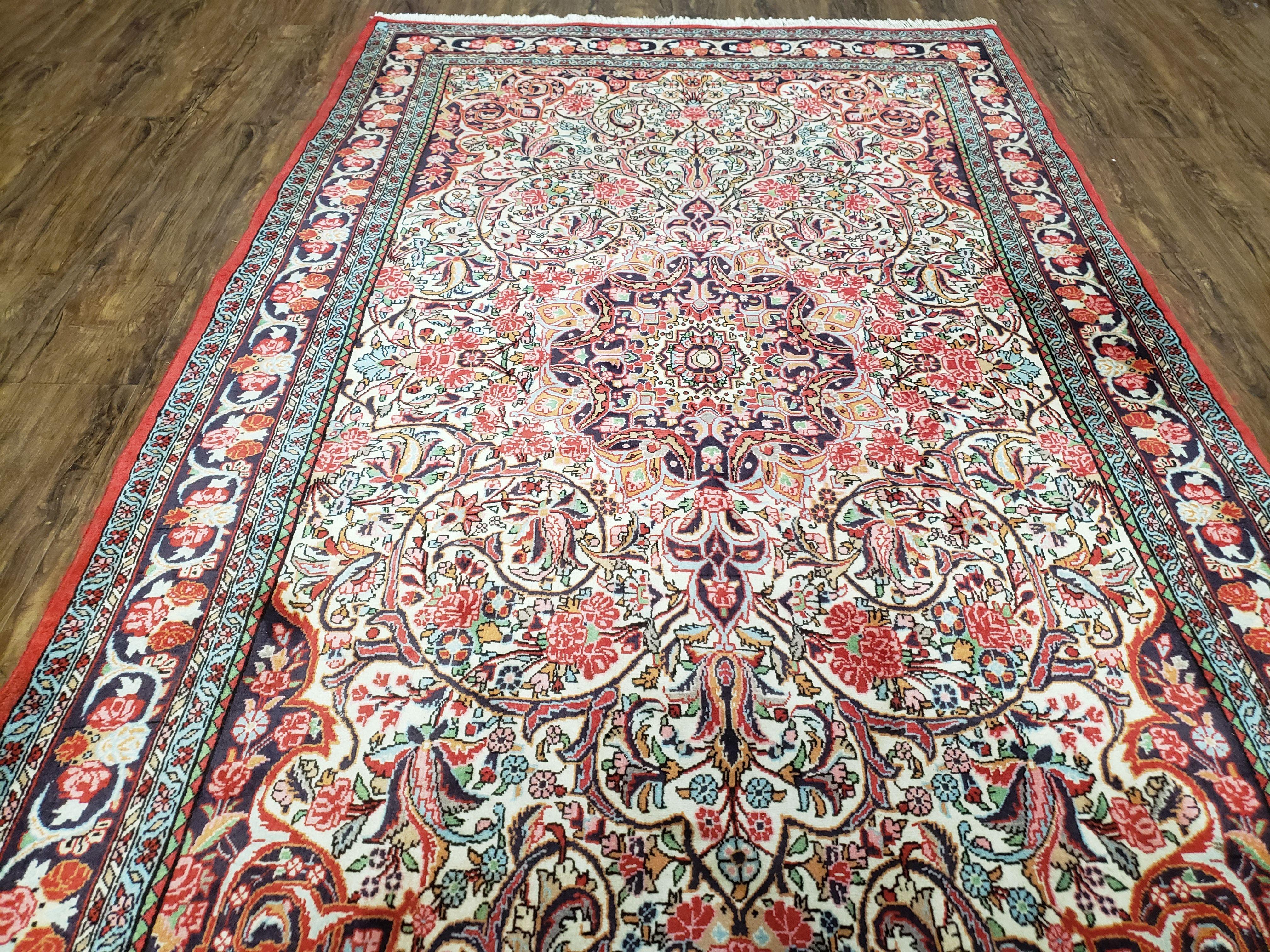 Semi Antique Persian Bidjar Rug, Red & Beige, Hand-Knotted, Wool, 4'7" x 7'10" - Jewel Rugs