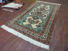 4' X 7' Vintage Handmade Knotted Rug India Caucasian Wool Soft Green Organic - Jewel Rugs