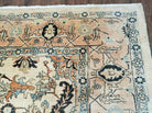 9' X 12' Hand Knotted Indian Agra Wool Rug Vegetable Dyes Handmade Beige Ivory - Jewel Rugs