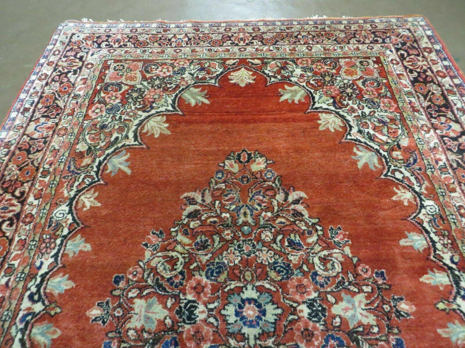 5' X 8' Antique Handmade Turkish Wool Rug Central Medallion Open Field Red Traditional Home Décor - Jewel Rugs