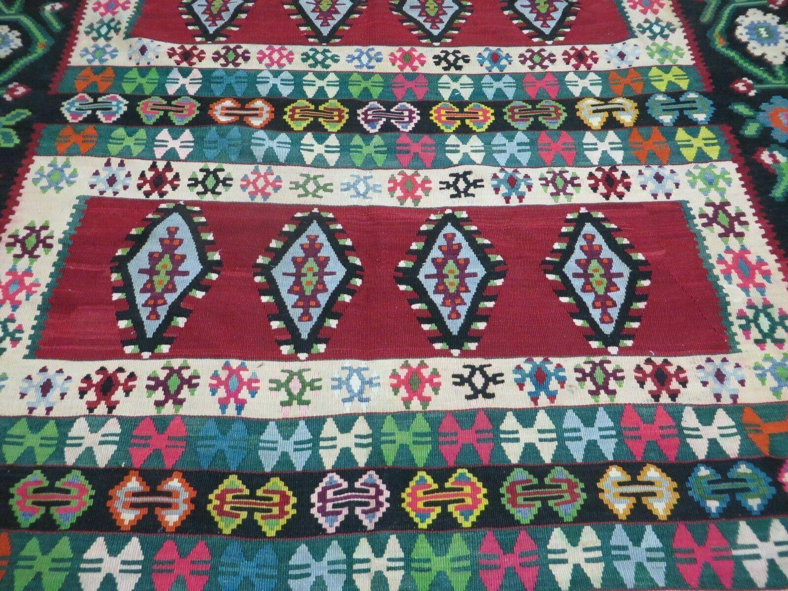 7' X 10' Vintage Turkish Kilim Handmade Flat Weave Wool Rug Vegy Kizeta - Jewel Rugs