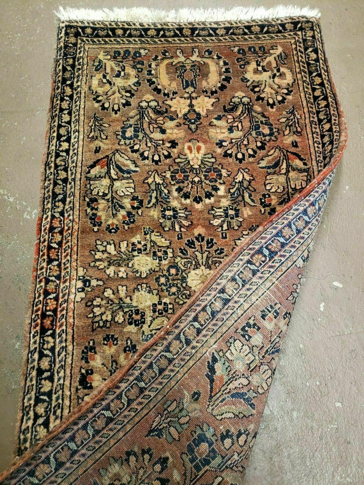 2' X 4' Antique Handmade Sarouk Floral Wool Rug Blue Organic Vegetable Dye Nice - Jewel Rugs