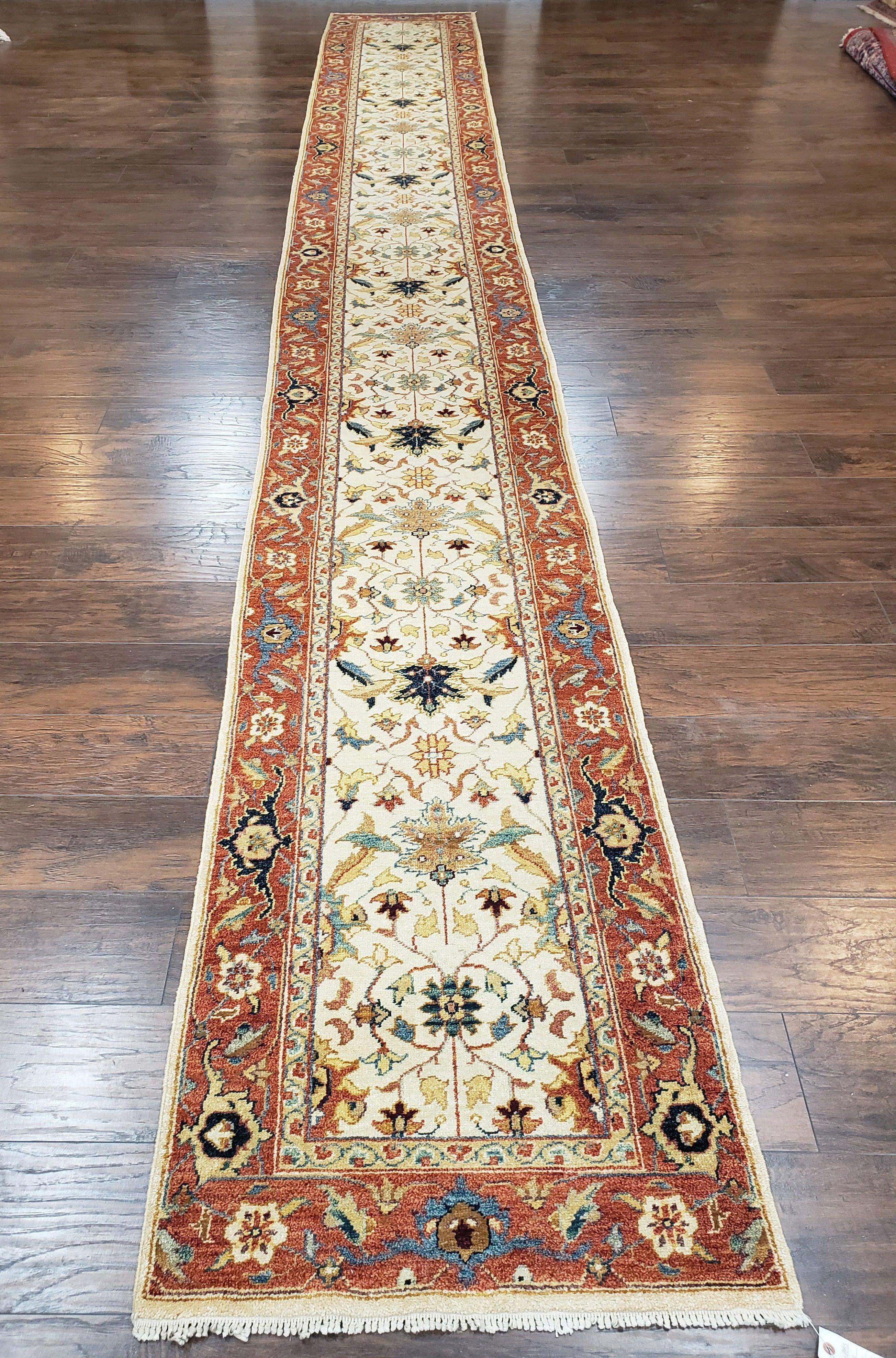 Extra Long Runner Rug, 26 ft Long Runner, Skinny Runner 2.7 x 26, Rug for Hallway, Turkish Oriental Runner, Red Beige Wool Handmade Vintage - Jewel Rugs