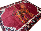 5 X 6 Handmade Rug Zagros Quality Wool Rug Lion Organic Dyes Red Leopard Tribal - Jewel Rugs