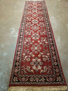 2' 6" X 10' Vintage Oriental Indian Floral Handmade Wool Runner Rug Red Nice - Jewel Rugs