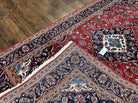 Persian Kashan Rug 4.9 x 8.5, Red and Navy Blue Semi Antique Vintage Wool Oriental Carpet, Hand Knotted Rug, Floral Medallion, High Quality Rug - Jewel Rugs