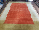 7x9 Modern Area Rug, 7 x 9 Tibetan Rug, 7 by 9 Nepal Rug, Abstract Rug, Wool Rug, Red Gold Ivory Rug, Handmade Tibetan Rug, Dining Room Rug - Jewel Rugs