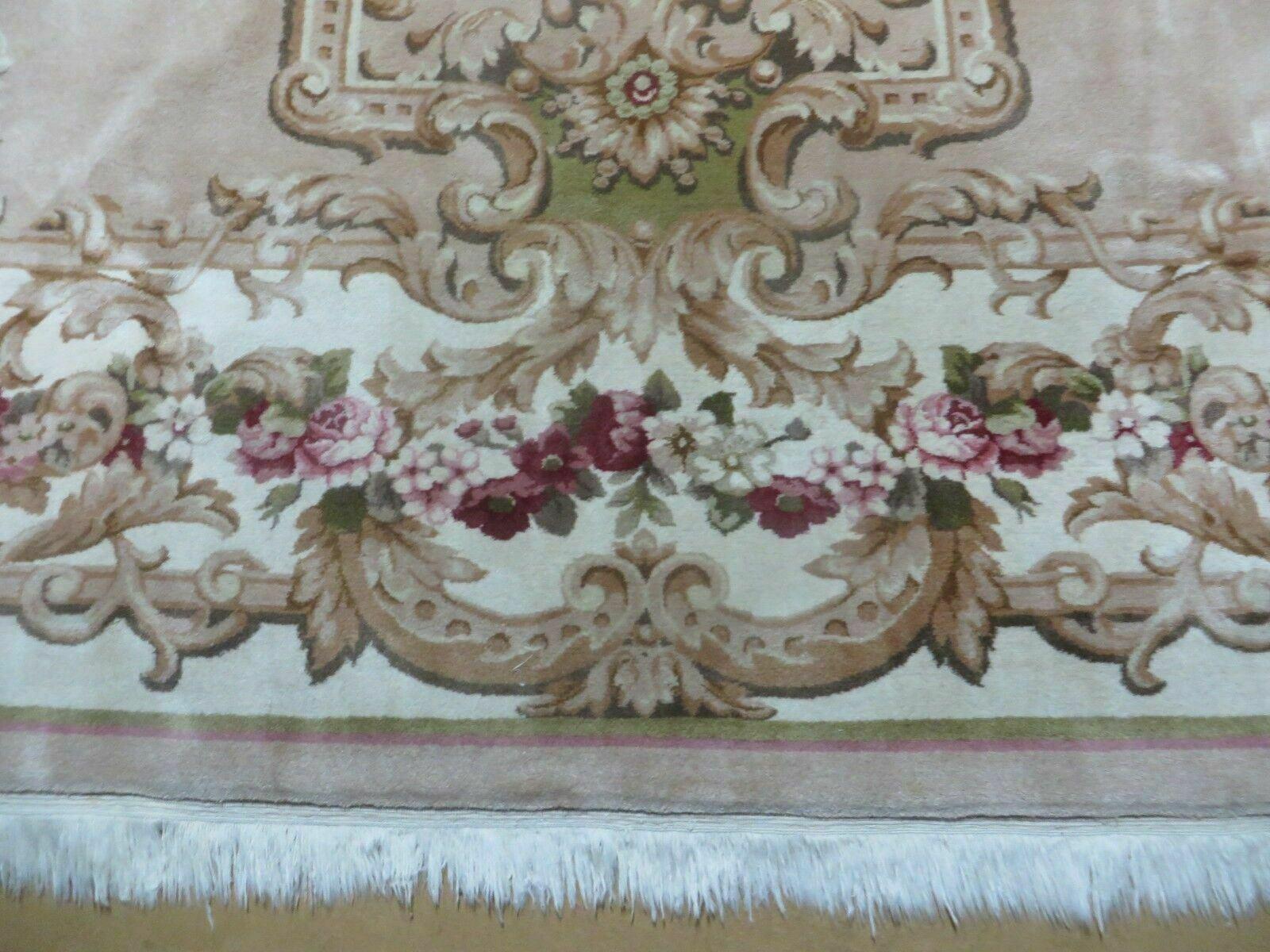 8' 6" X 12' Handmade Art Deco Aubusson Chinese Wool Rug Plush Pile Carpet Nice - Jewel Rugs