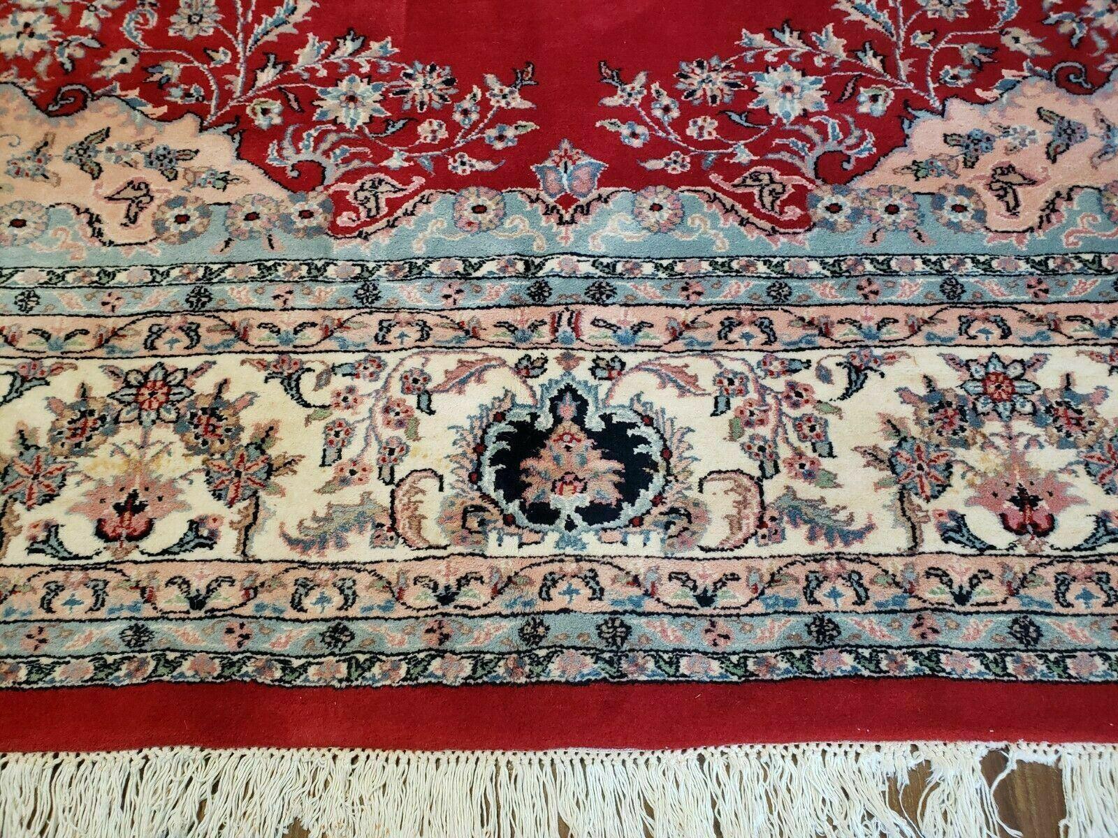 9' X 12' Vintage Handmade India Medallion Wool Rug Vegetable Dyes Nice Red - Jewel Rugs