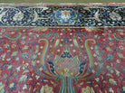 10' X 13' Antique Handmade Red with Dark Blue Border Indian Agra Larastan Nice Wool Rug - Jewel Rugs