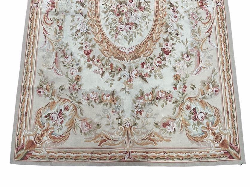 Aubusson Savonnerie Carpet 6x9 ft, Beige, Ivory, Cream, Traditional French European Design, Handmade, Brand New Hand-Knotted Needlepoint Rug - Jewel Rugs