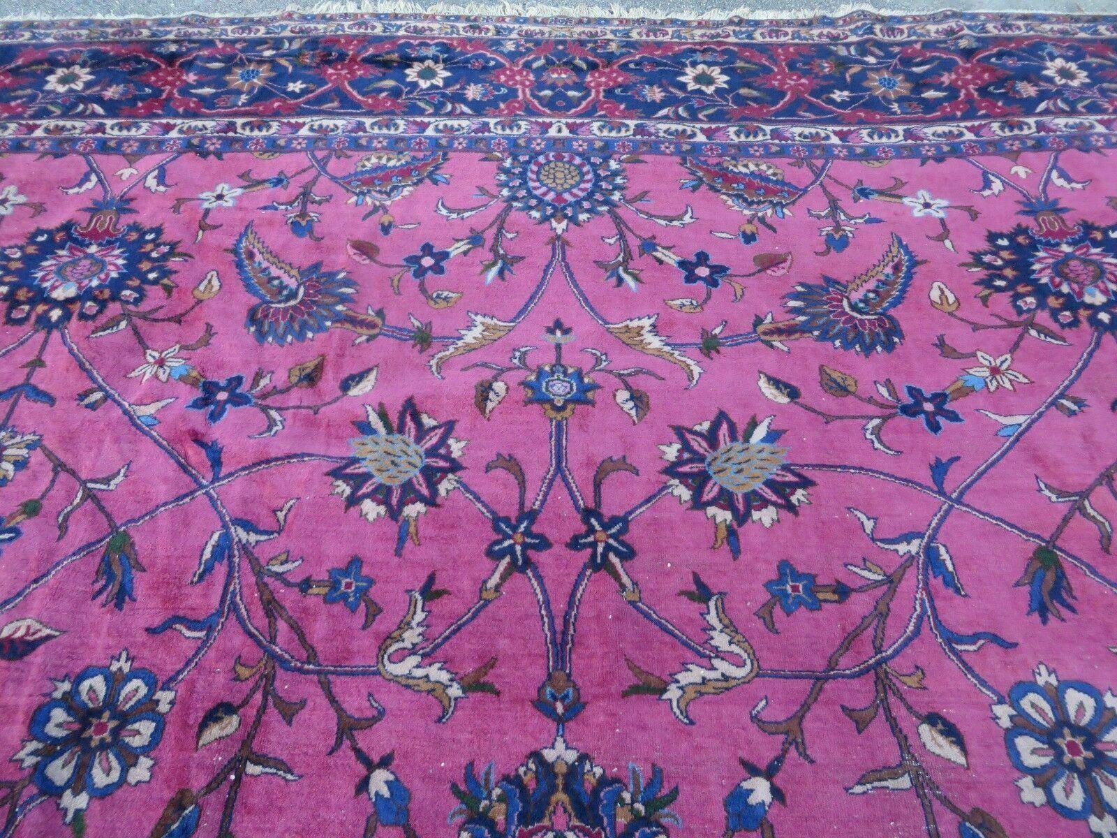 12' X 20' Antique Handmade India Wool Rug Fuchsia Purple Hand Knotted Nice - Jewel Rugs