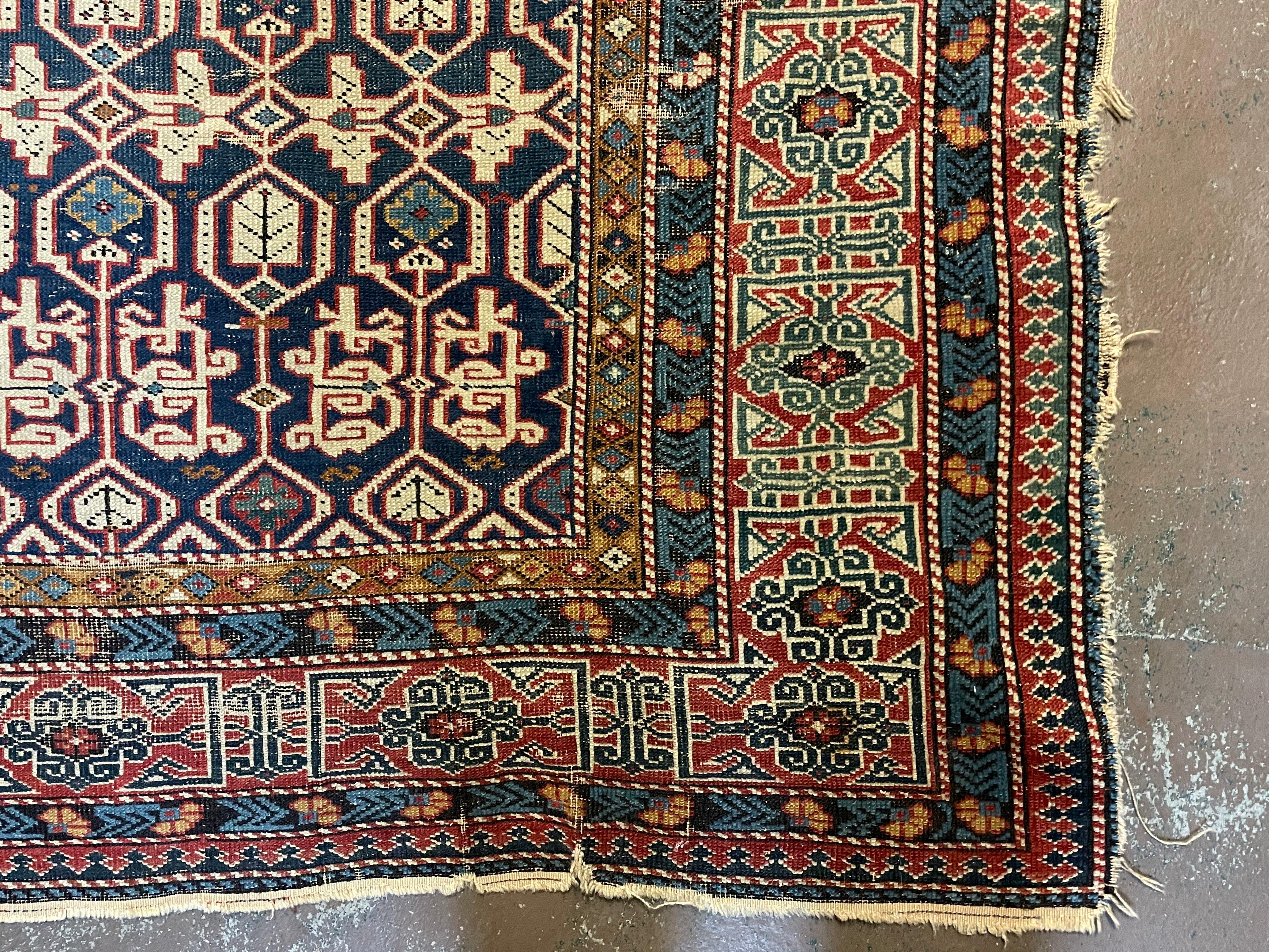 4' X 6' Antique 1880s Handmade Caucasian Kuba Wool Rug Carpet Highly Detailed - Jewel Rugs