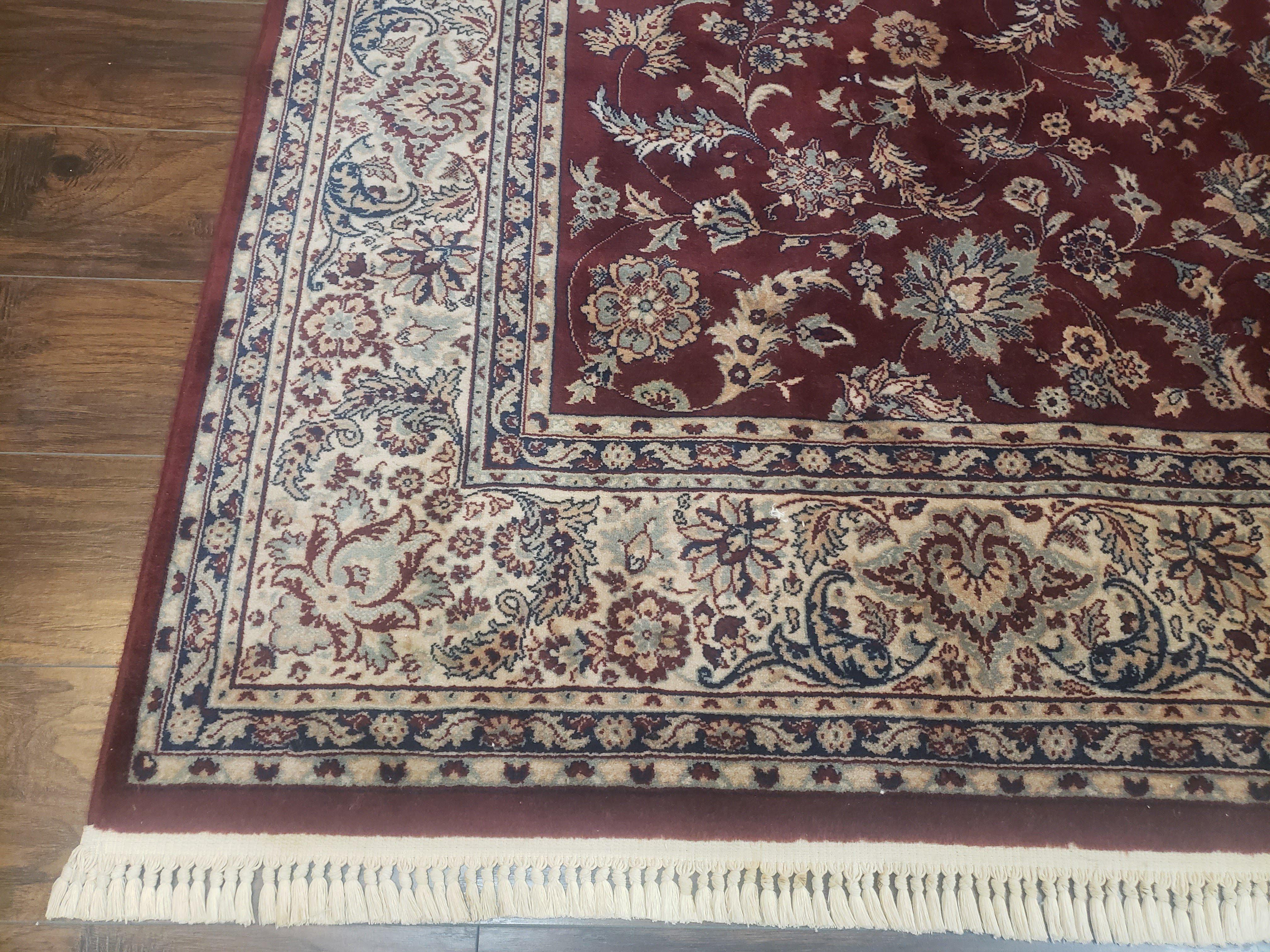 Vintage Karastan Rug 8'2" x 11'6", Kara Shah Karastan Carpet, Karastan Wool Rugs, Red Floral Traditional Discontinued Karastan Area Rug Nice - Jewel Rugs