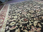 11' X 15' Vintage Hand Knotted Indian Agra Wool Rug Hand Made Dark Brown Floral - Jewel Rugs